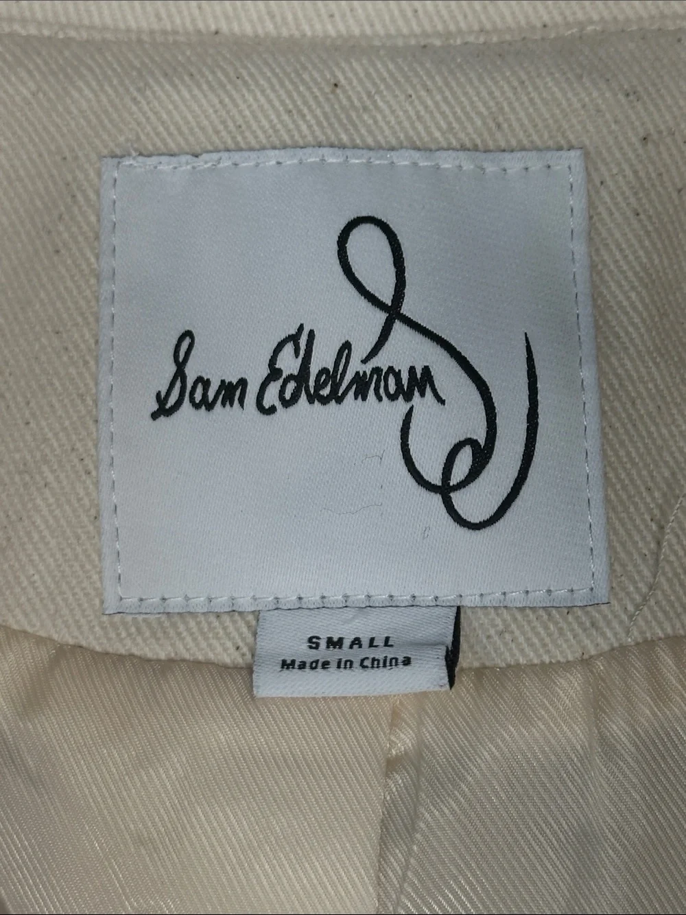 Sam Edelman 100% Cotton Canvas Zander Blazer Size Small Cream Scalloped Edges